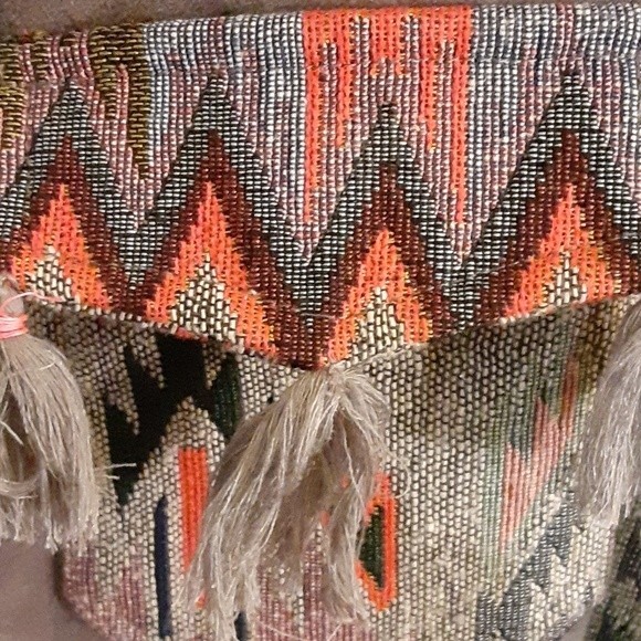 America & Beyond Boho Southwestern Aztec Velvet Parka Jacket Size Large - Picture 8 of 12